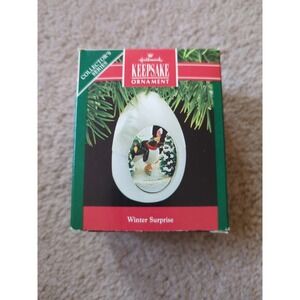 Hallmark Keepsake Ornament 1990 Winter Surprise‎ Penguins Christmas Orig Box
